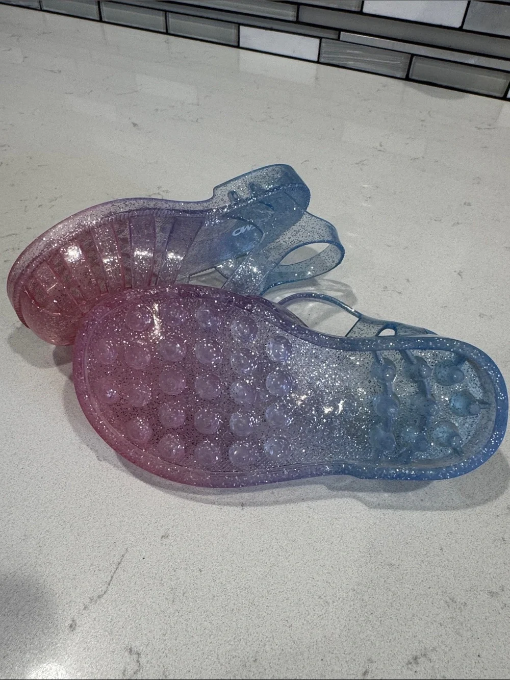 Josmo Glitter Ombre Jelly Sandals in Pink and Blue